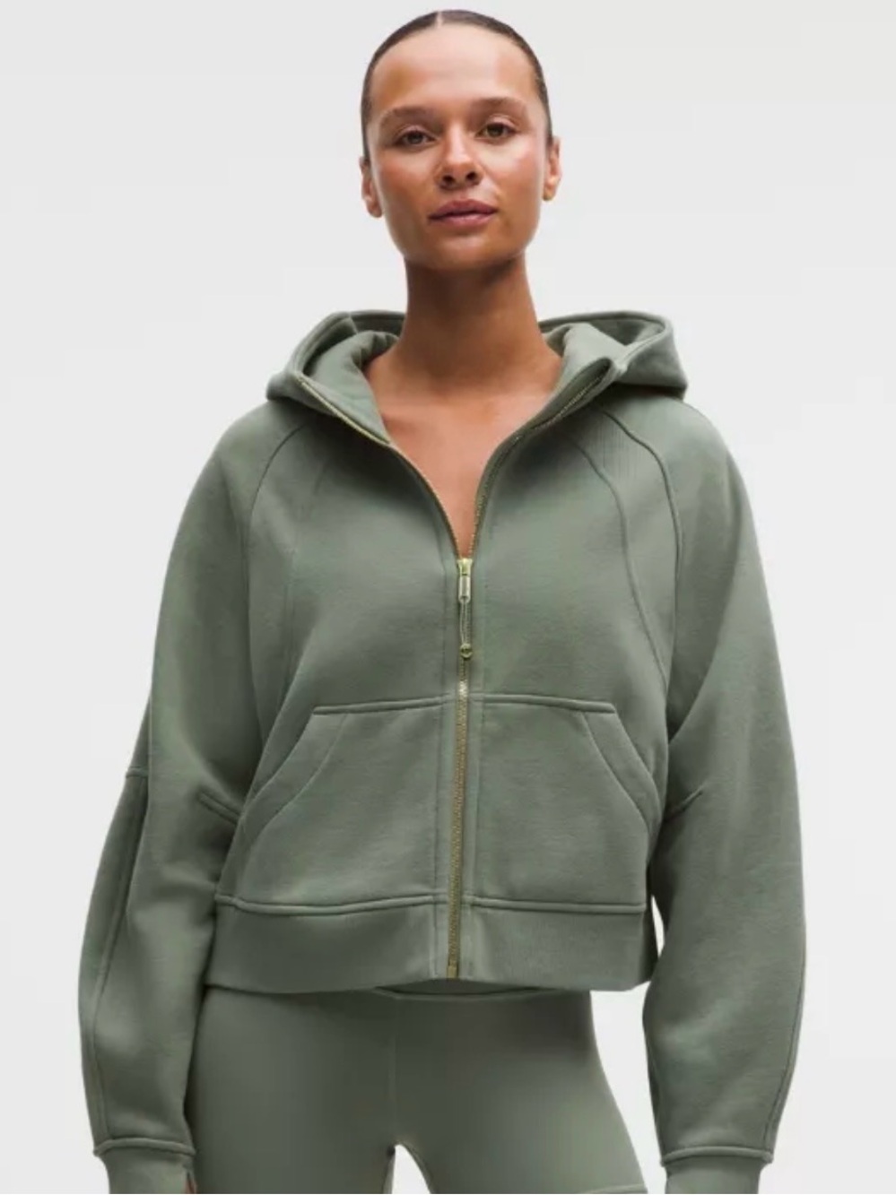 lululemon athletica Olive Green Zip-Up Hooded Jacket